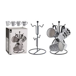 Excellent Houseware 4 Bekers In Metalen Rekje -Keukenbenodigdheden Winkel 101 0541 4 1