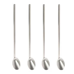 Excellent Houseware RVS Rietjes Met Lepel 4 Stuks + Schoonmaakborstel -Keukenbenodigdheden Winkel 101 3313 2 1 1