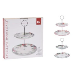 Excellent Houseware Etagere 2-laags Porselein 2 Assorti -Keukenbenodigdheden Winkel 101 6244 1 1