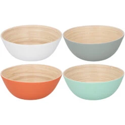 Merkloos Bamboe Schaal Ø17 X 7 Cm 4 Assorti -Keukenbenodigdheden Winkel 101 9162 1